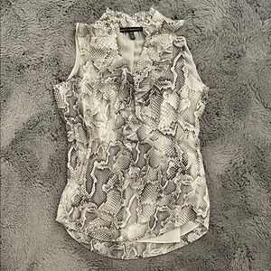 WHBM Snake Print Sleeveless Ruffle Blouse